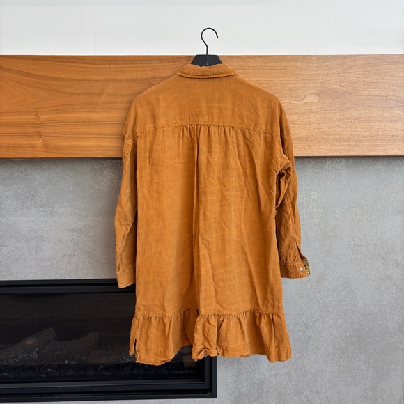 Pilcro Shirt Dress Button down Gold Tunic Babydoll, Size S - Picture 9 of 12